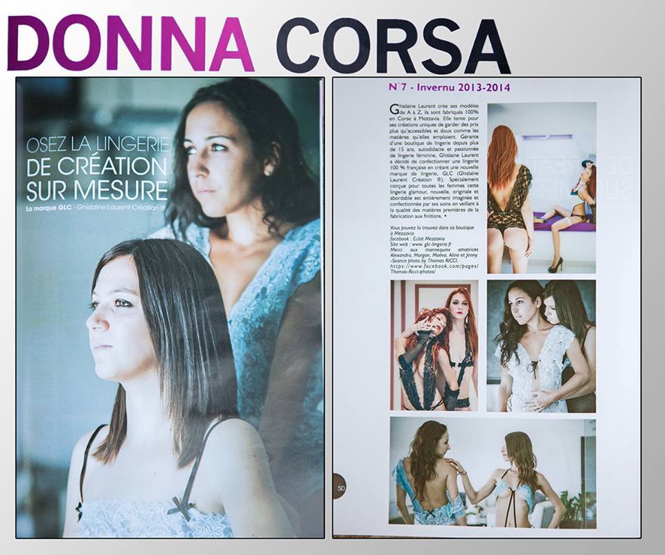 Article de la marque GLC dans le magazine DONNA CORSA Article de la marque GLC dans le magazine DONNA CORSA